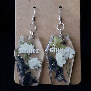 Handmade Floral Coffin Earrings